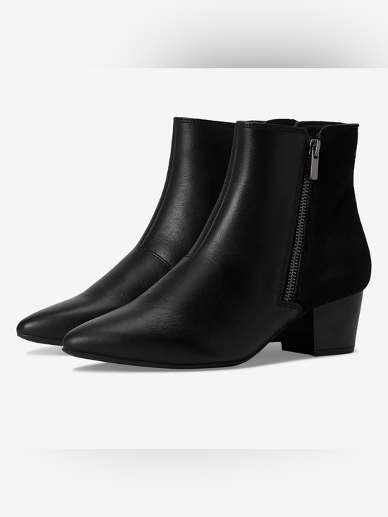 Clarks Shoes - NIB Clarks "Ellanie Vibe" Black Leather Pointed Toe Ankle Booties Side Zip 7.5